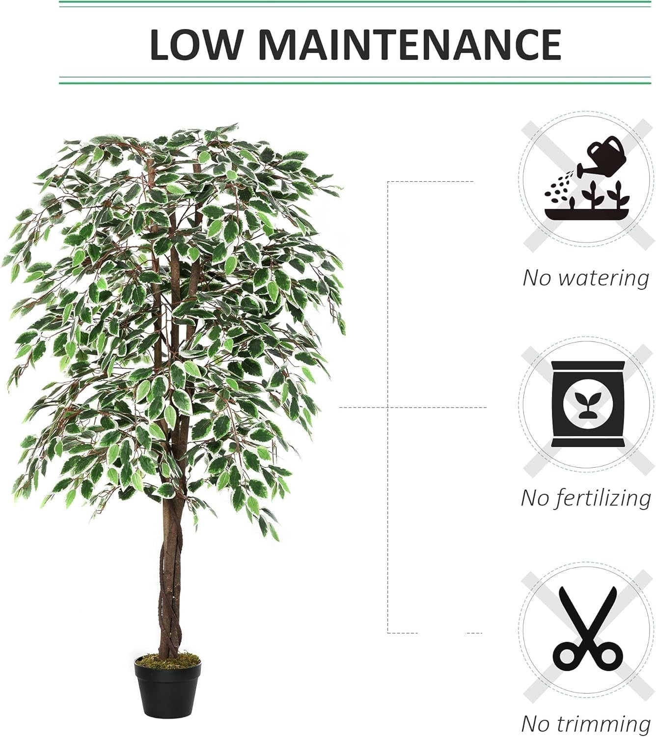 Artificial Ficus Tree 160cm Faux Green Silk Plant Potted Indoor Home Decor