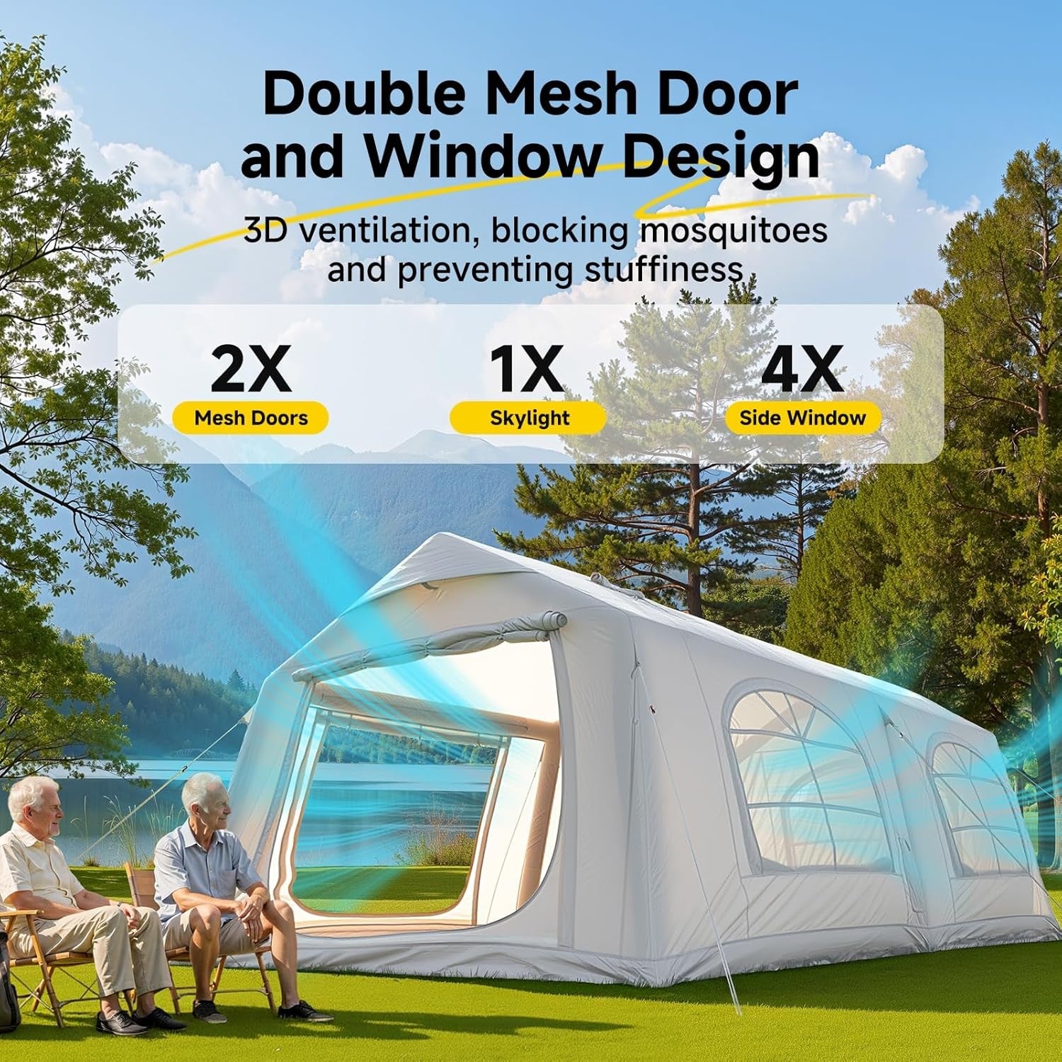 10-12 Person Inflatable Camping Tent Waterproof 2 Room Air Beam