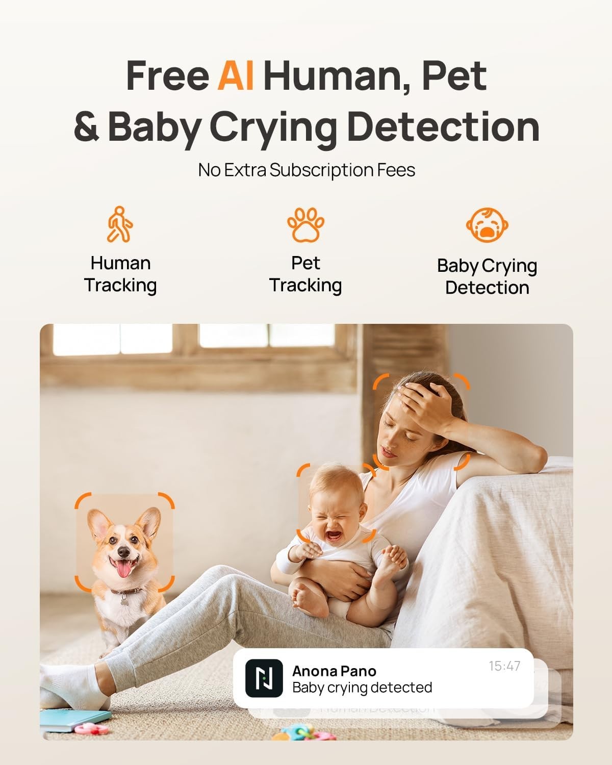2 Pack 4K Indoor Security Cameras 360° Pet Baby Monitor WiFi 6
