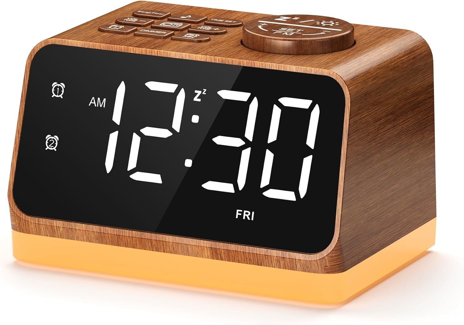 FM Radio Alarm Clock Dual Alarm White Noise USB Charging Night Light