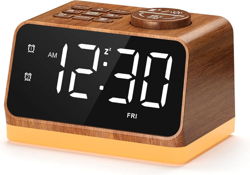 FM Radio Alarm Clock Dual Alarm White Noise USB Charging Night Light