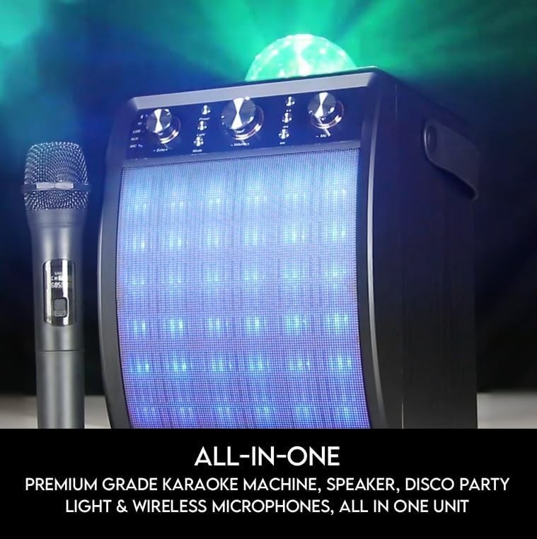 Portable Karaoke Machine with Wireless Mic & Disco Party LED
