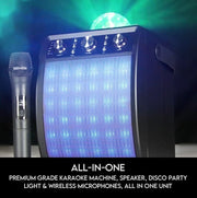 Portable Karaoke Machine with Wireless Mic & Disco Party LED