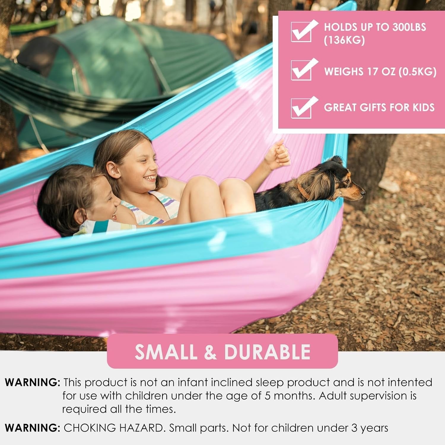 Kids Camping Hammock with Straps | Safe Portable Indoor Outdoor Hanging Bed
