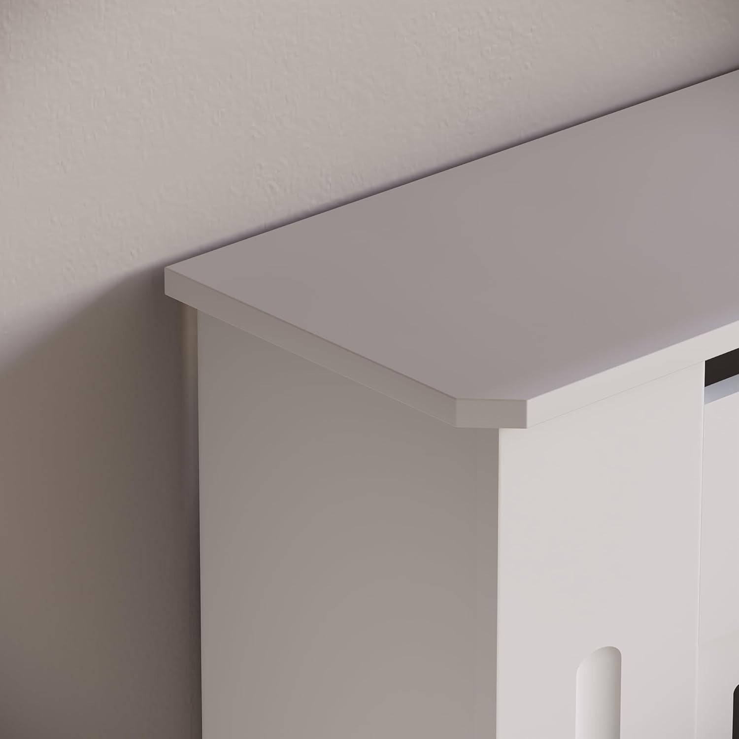 Adjustable White Radiator Cover | Modern Slatted MDF Heater Cabinet with Shelf
