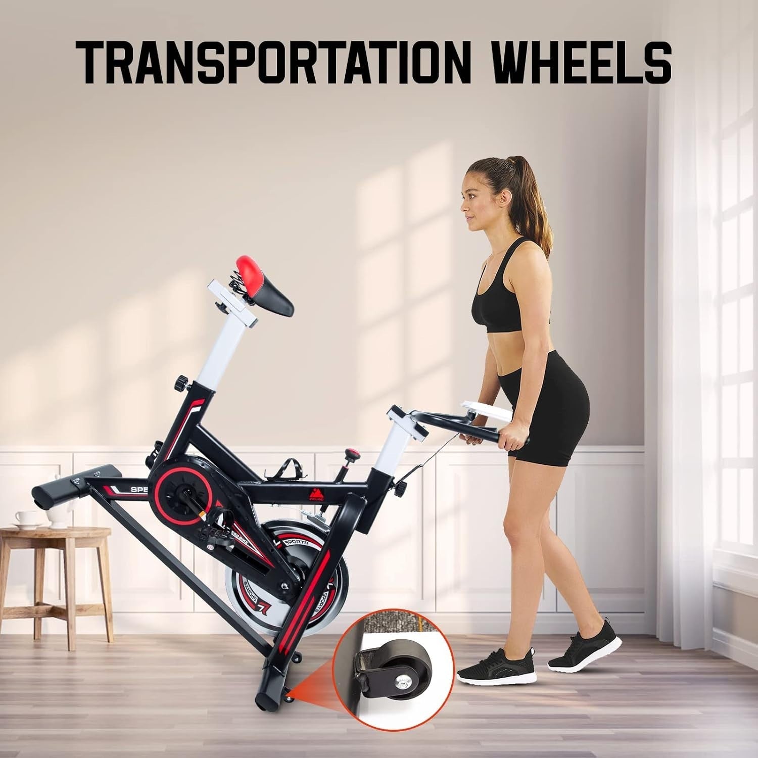 Indoor Exercise Spin Bike w/ LCD Monitor, Adjustable Seat & Quiet Belt Drive