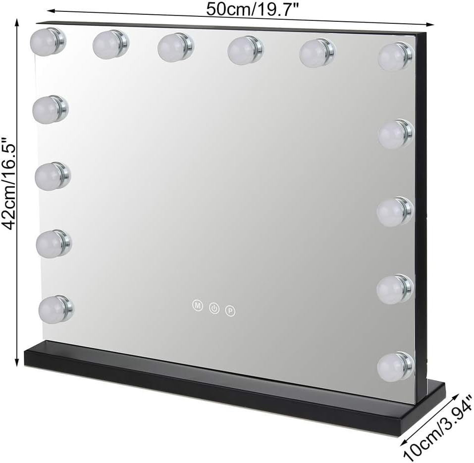 Hollywood Style Lighted Vanity Mirror 42x50cm with 14 LED Bulbs & Dimming