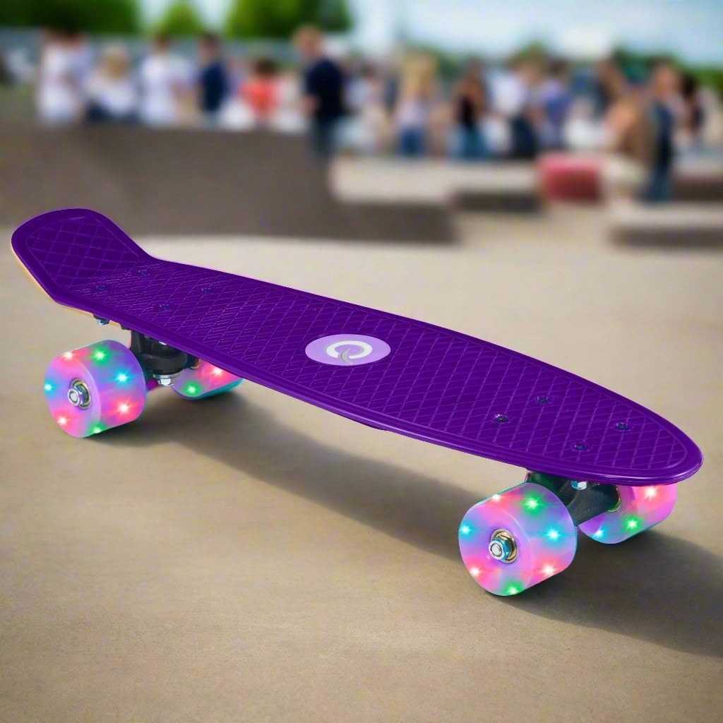 22" Purple Light-Up Mini Cruiser Skateboard | Kids Beginner Penny Board