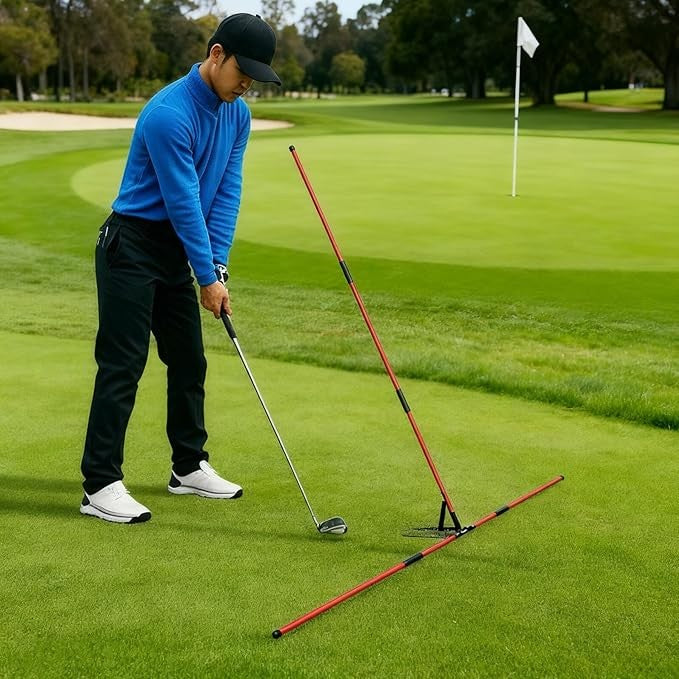 Golf Swing Trainer 15in Alignment Stick Adjustable Angle Plate Aid