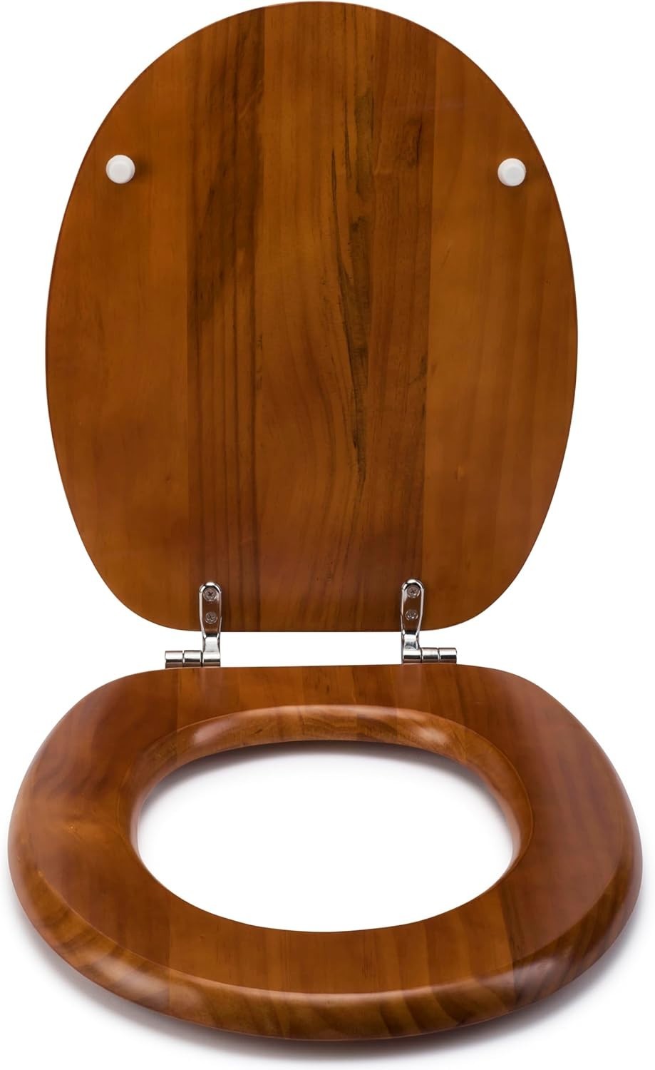Solid Pine Toilet Seat Wooden Oval Adjustable Hinges Chrome Fixings 48x38x7cm