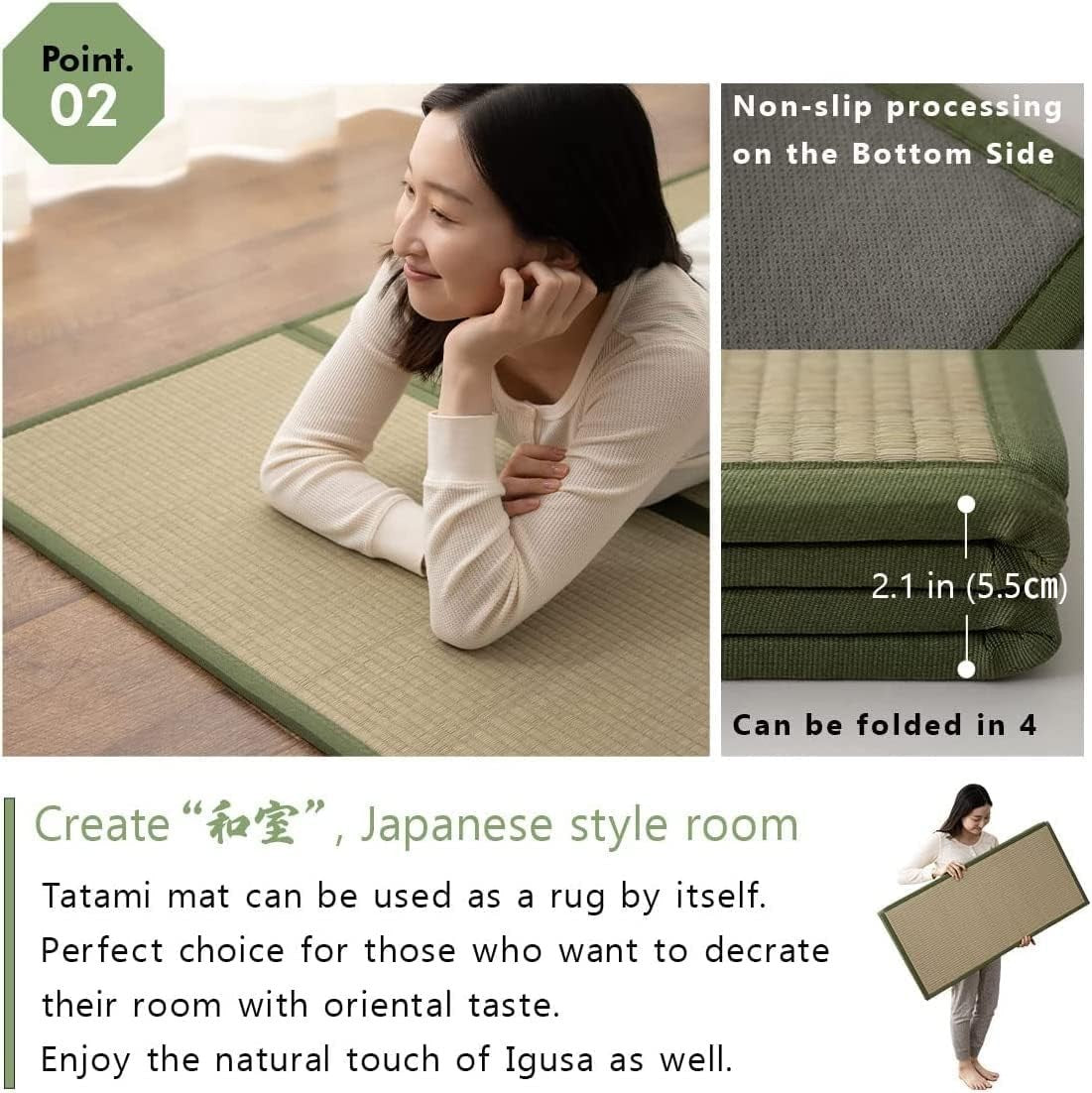 Japanese Floor Futon Queen Mattress with Foldable Tatami Bed Mat Set