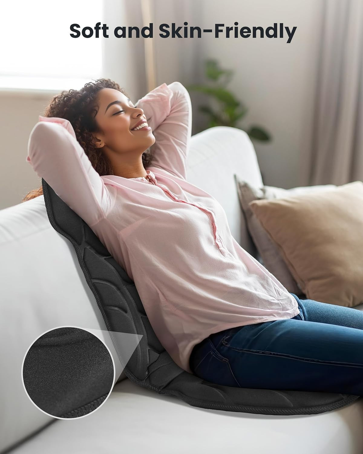 Heated Vibration Back Massager 8-Motor Chair Cushion Pain Relief Office Home