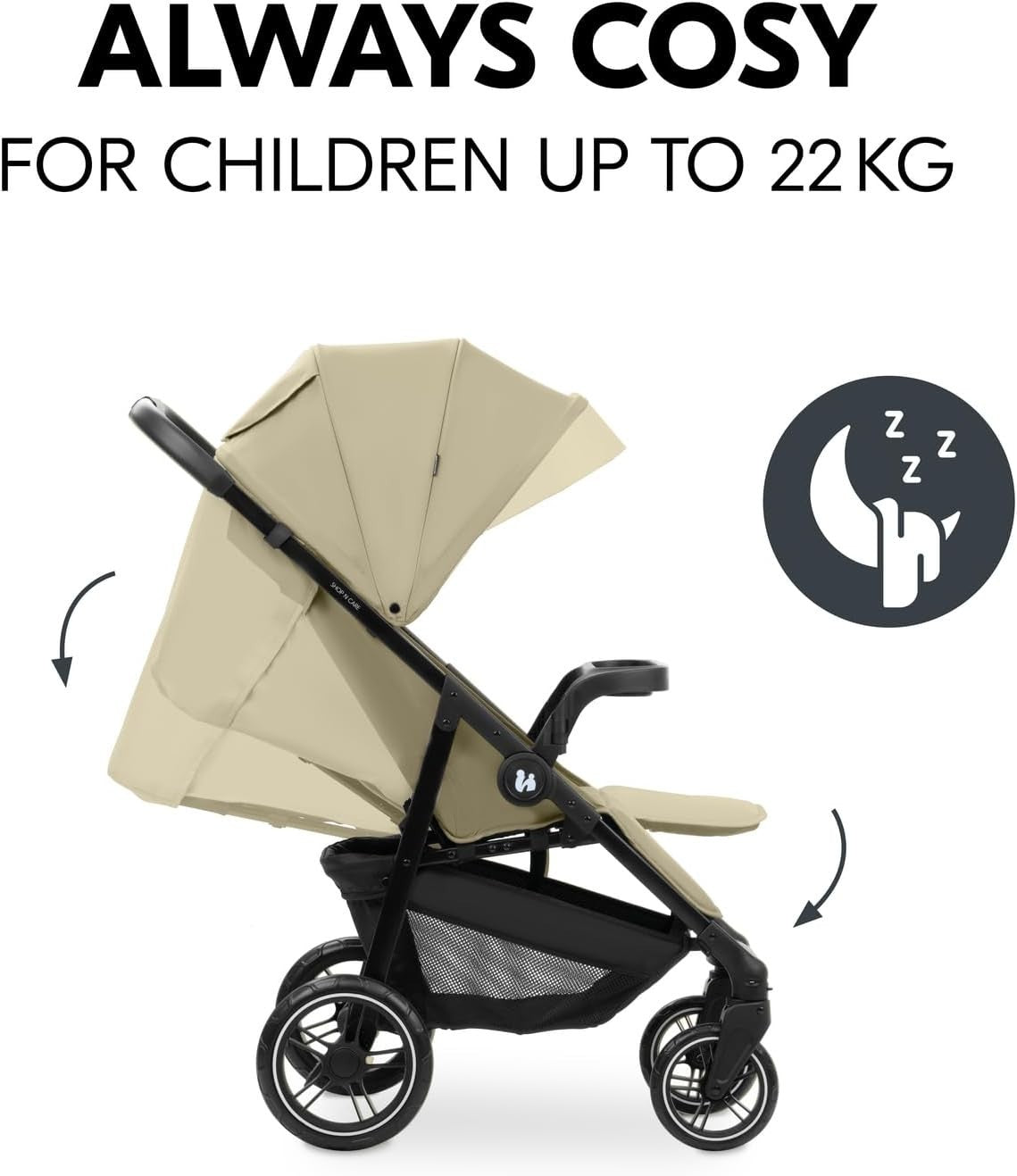Lightweight Pushchair Foldable Pram Reclining Seat Snack Tray Cup Holder Olive
