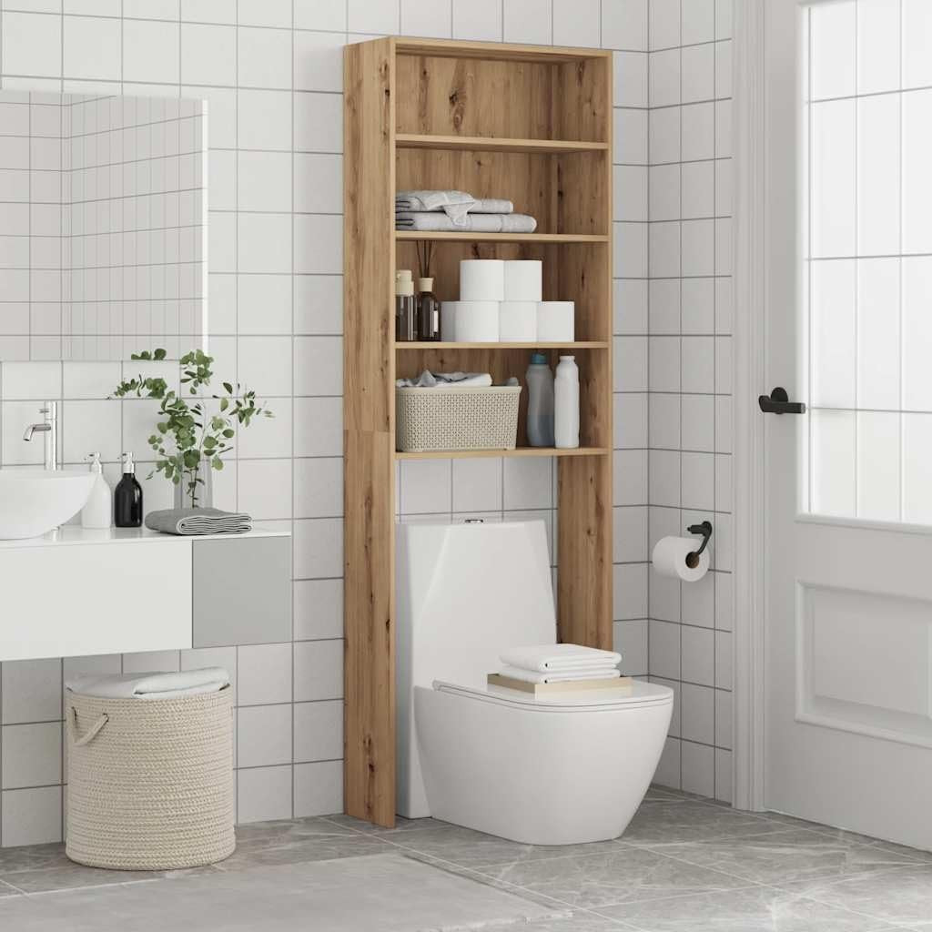 Tall Washing Machine Cabinet Over Toilet Storage Unit Oak Effect Shelving