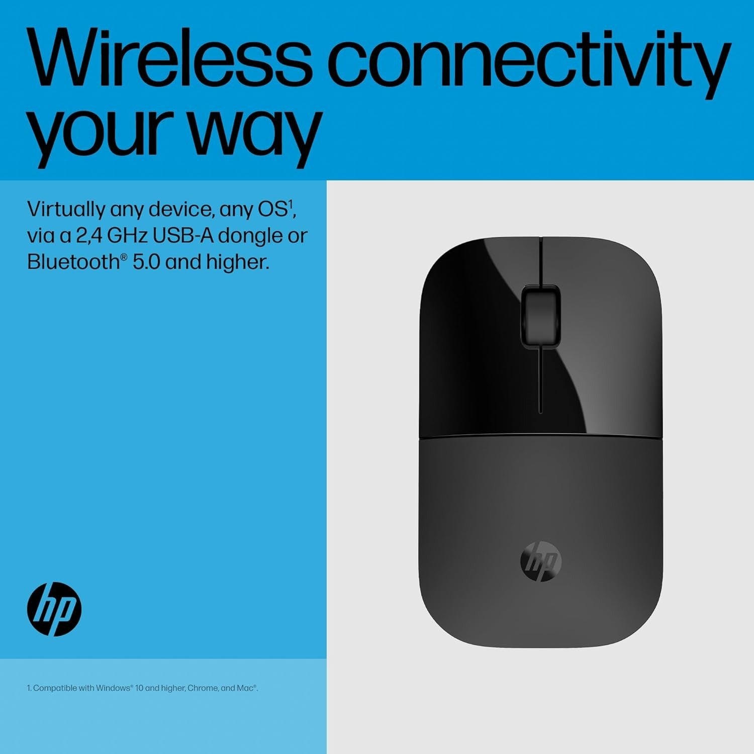 Wireless Bluetooth Mouse 1600 DPI Dual Mode Slim Black