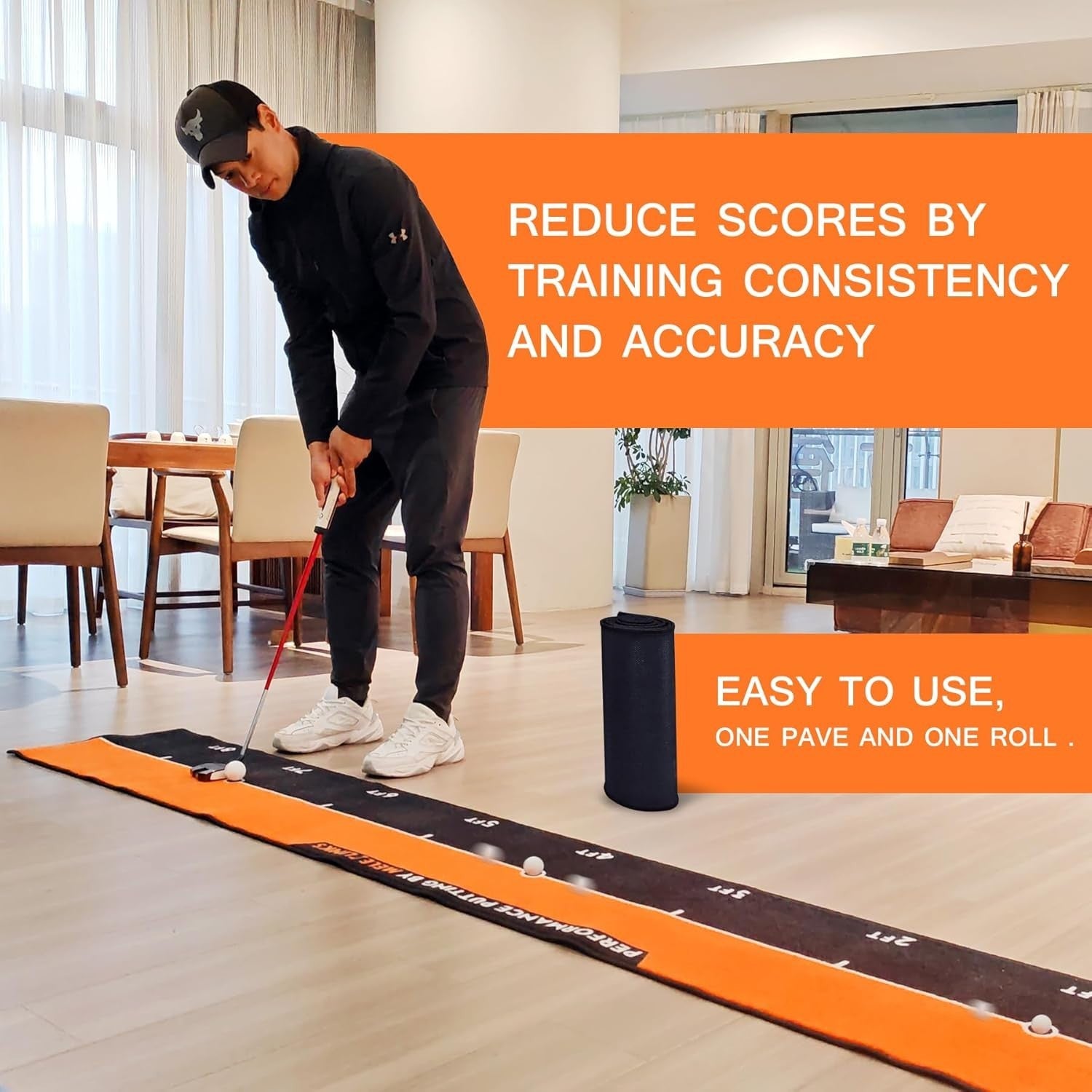 Professional 10ft Golf Putting Mat Alignment Training Green Indoor Practice