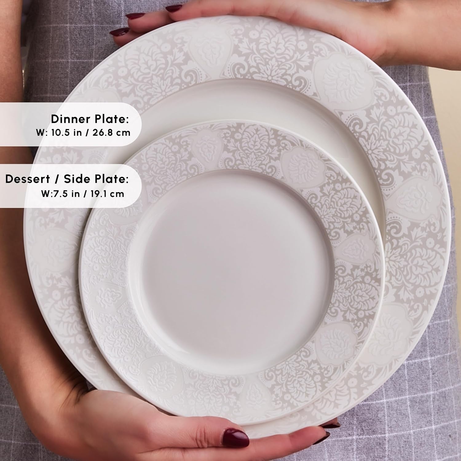 53pc Bone China Dinner Set for 12 White Plates Bowls Elegant Tableware