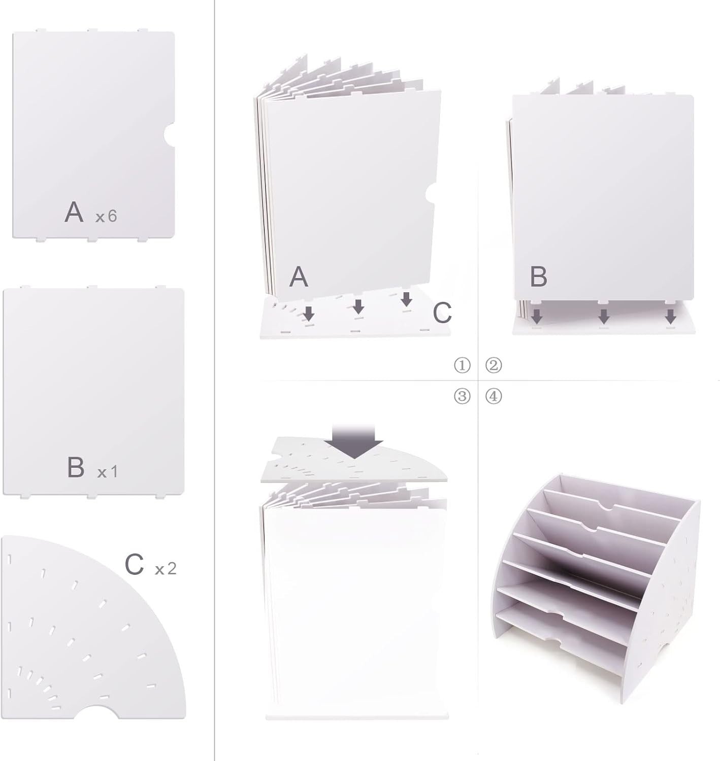 Desk File Organizer 6-Tier Fan Shape | Desktop Paper, Magazine & Mail Holder