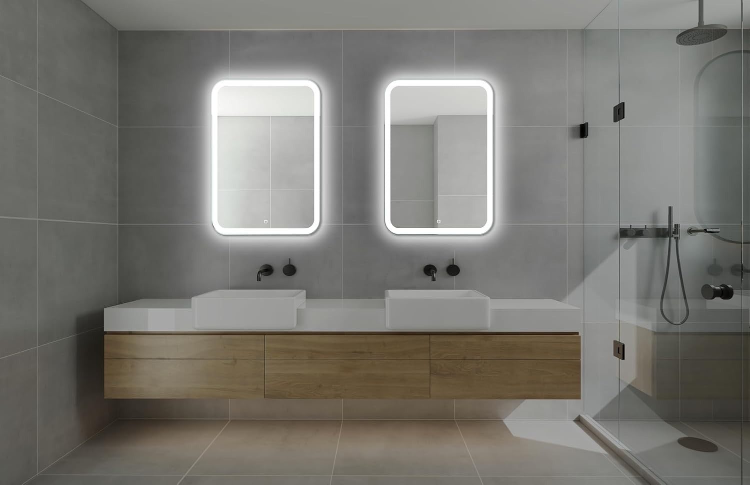 LED Bathroom Mirror 60x80cm Touch Sensor, Rounded Corners, Energy Efficient