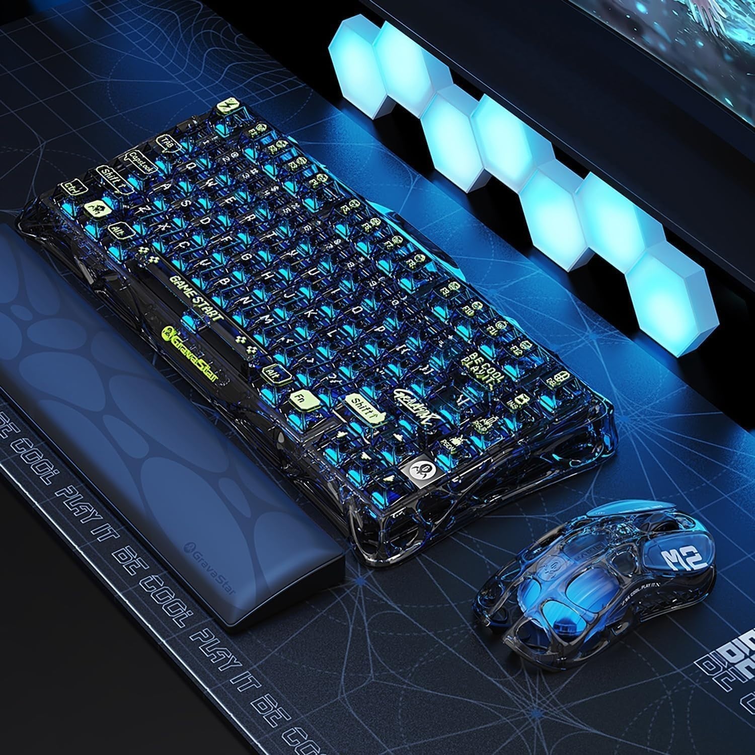 Transparent RGB Wireless Gaming Mouse 26K DPI 79g 5 Button Pro
