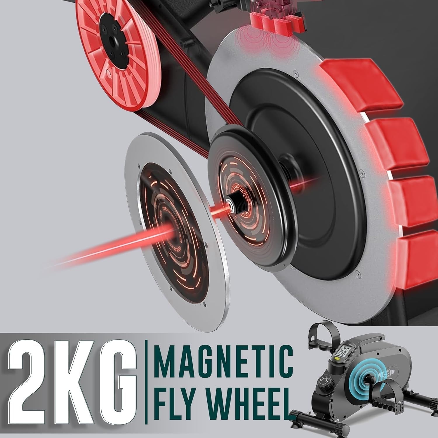 Magnetic Under Desk Pedal Bike 8 Resistance Levels Quiet LCD Fitness