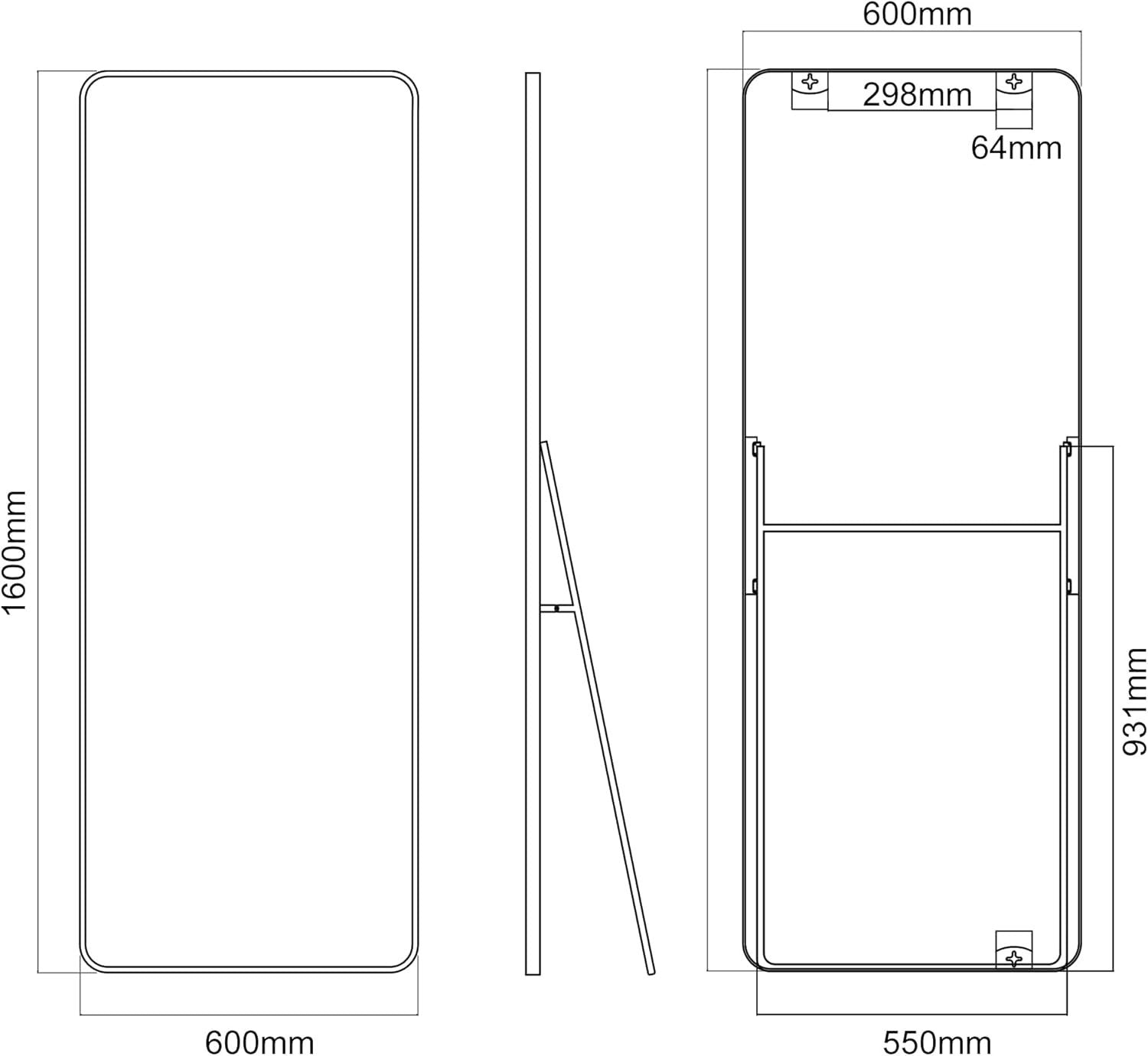 Full Length Mirror 160x60cm Black Frame Wall Leaning Floor Standing