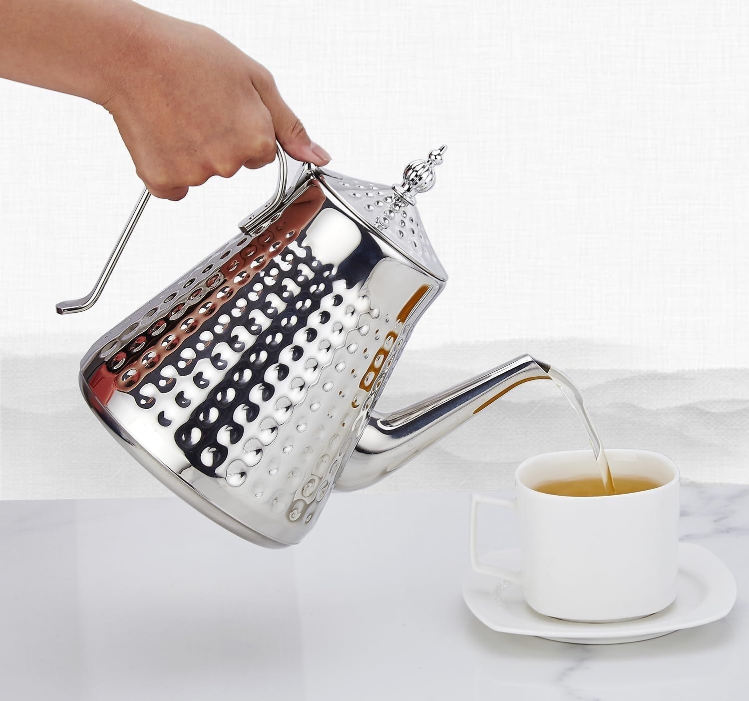 Stainless Steel Teapot 1.6L with Infuser Loose Leaf Tea Pot Silver