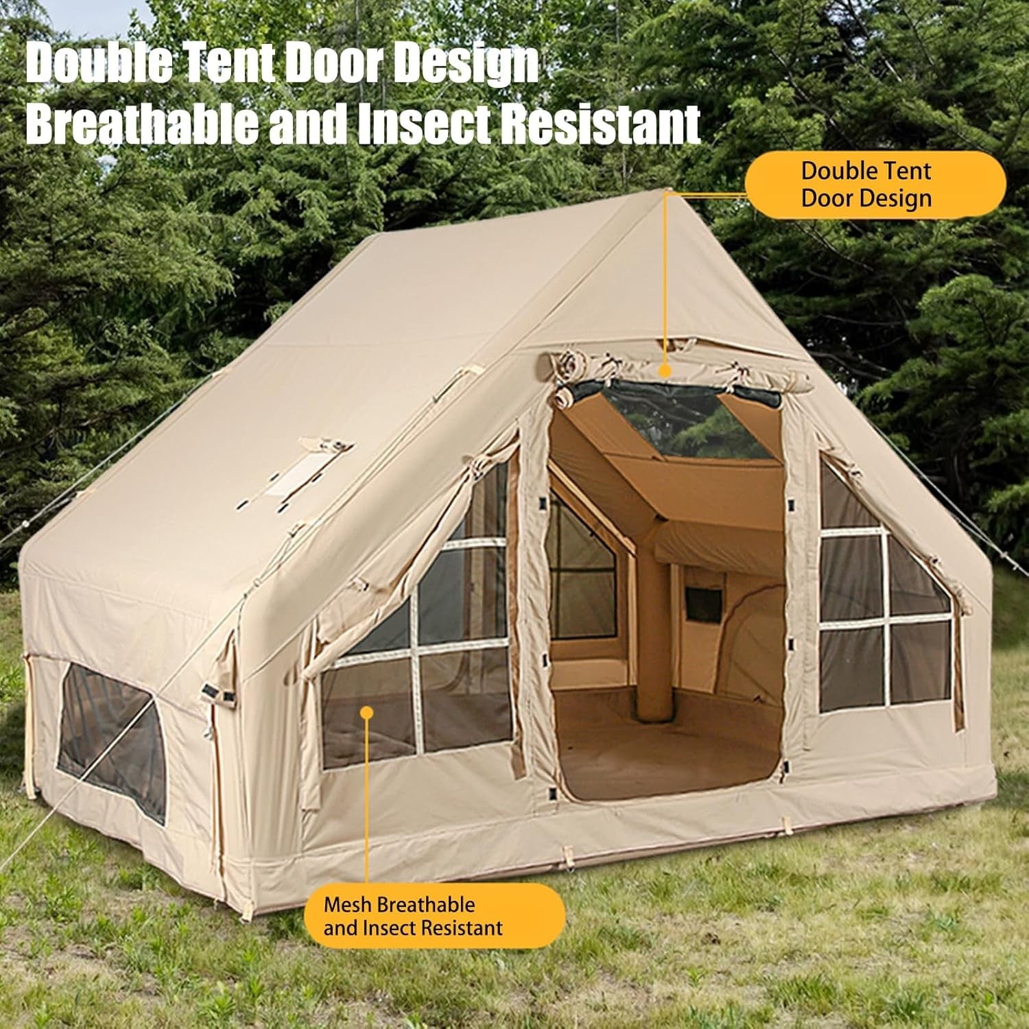 Inflatable Camping Tent 4-6 Person Waterproof 4 Season Cabin