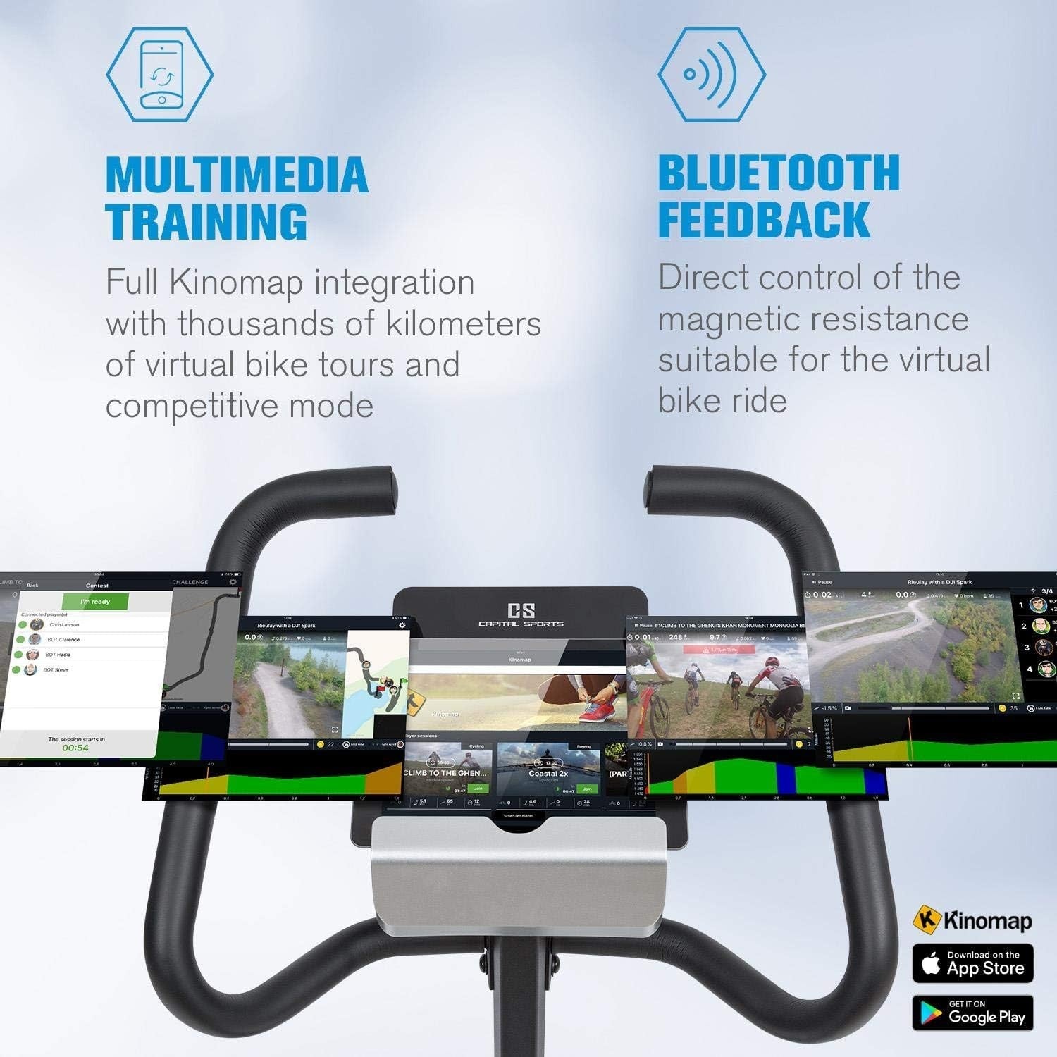 Magnetic Smart Exercise Bike w/ 20kg Flywheel, 32 Levels, App & Pulse Sensor