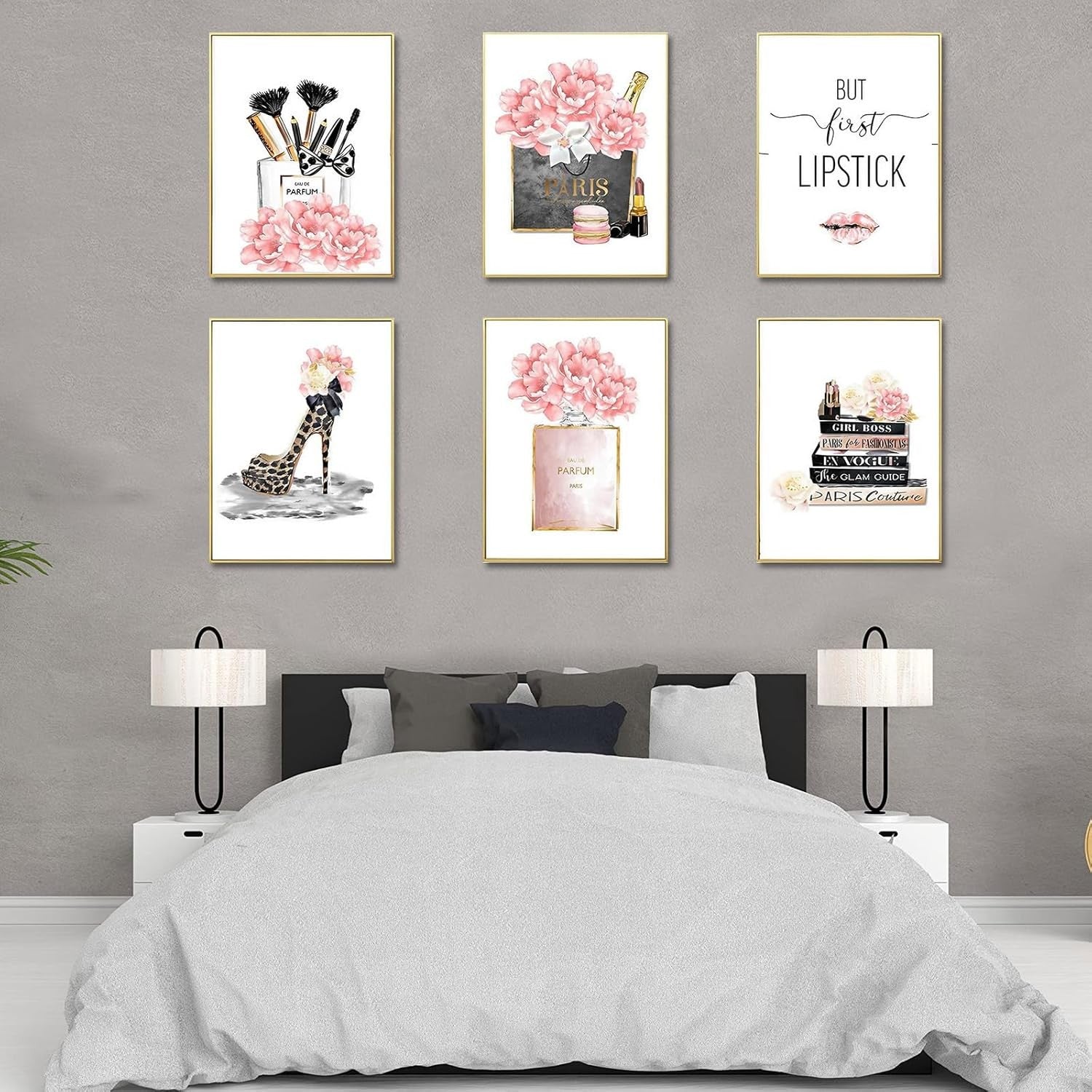 Fashion Wall Art Set of 6 Glam Makeup Prints 8x10 Unframed