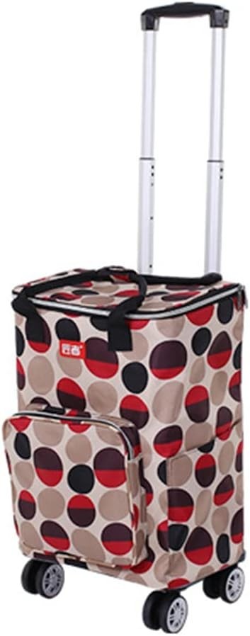 Collapsible Utility Cart with Wheels & Insulated Bag Foldable Grocery Trolley