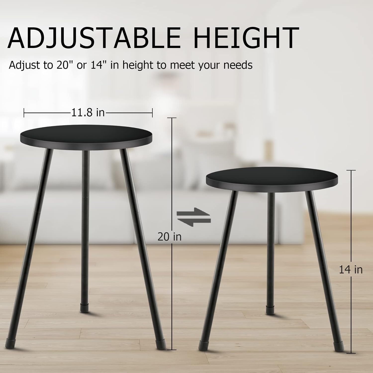 Tall Black Metal Plant Stand Indoor Round Wood Table for Flower Pots Modern Deco