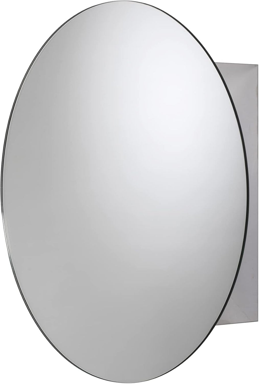 Wall-Mounted Round Bathroom Mirror Cabinet 50cm Stainless Steel Storage
