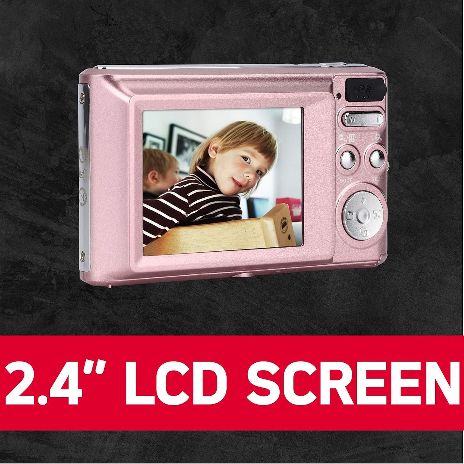 21MP Digital Compact Camera 8X Zoom HD Video LCD Screen Pink