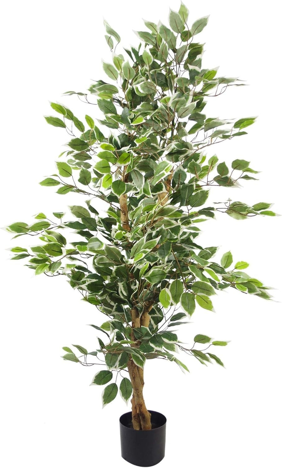 120cm Artificial White Edge Bushy Ficus Tree Indoor Plant in Pot Home Decor