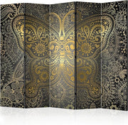 Golden Mandala 5-Panel Room Divider 225×172cm | Double-Sided Privacy Screen