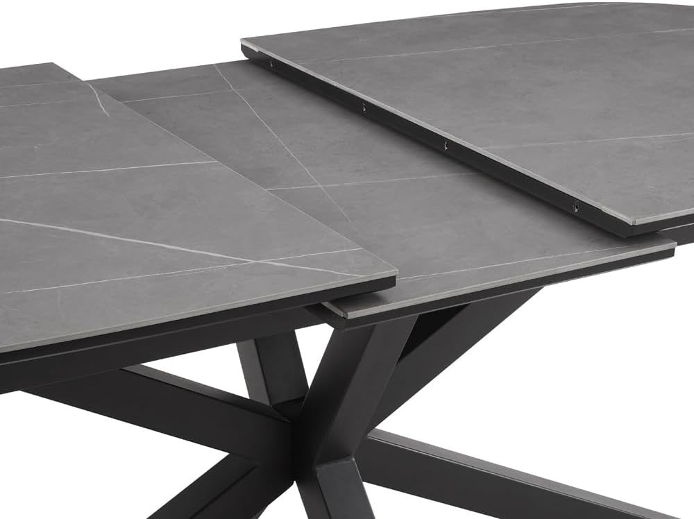 Extending Sintered Stone Dining Table Grey Modern Heatproof Scratchproof