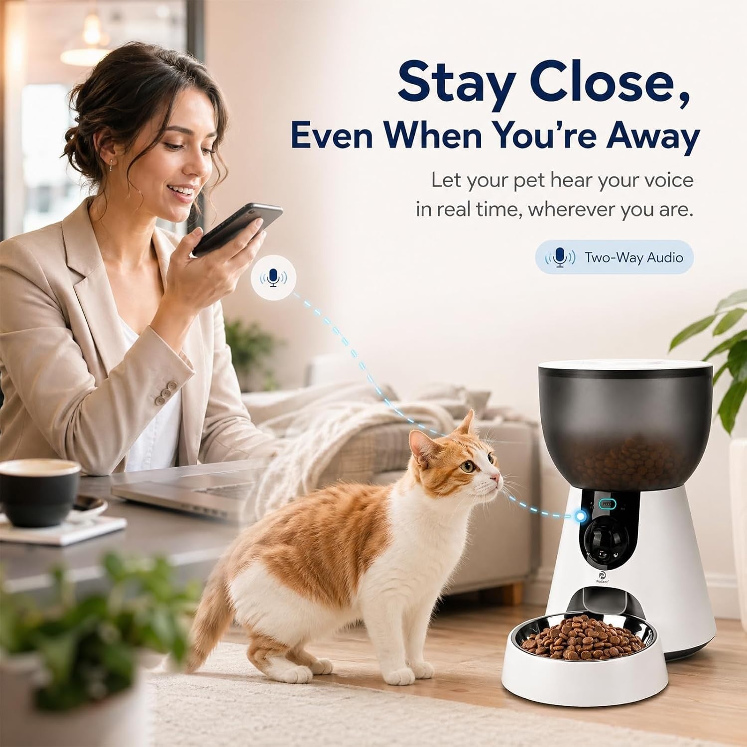 Smart Pet Feeder Camera WiFi App Control 1080P HD 4L Auto Feeder