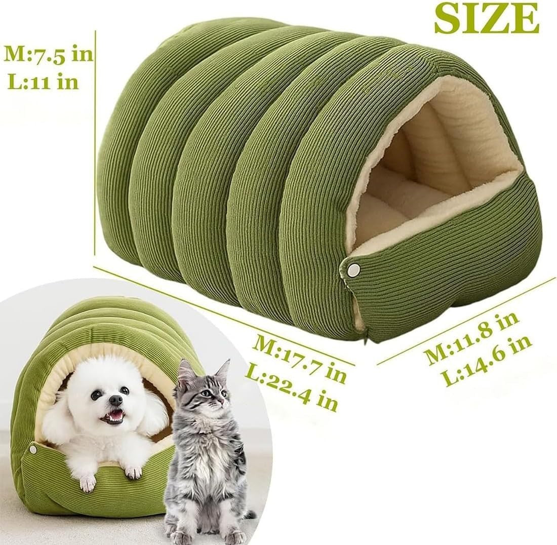 Winter Cat Cave Bed Cozy Pet Tent w Washable Cushion Non Slip L
