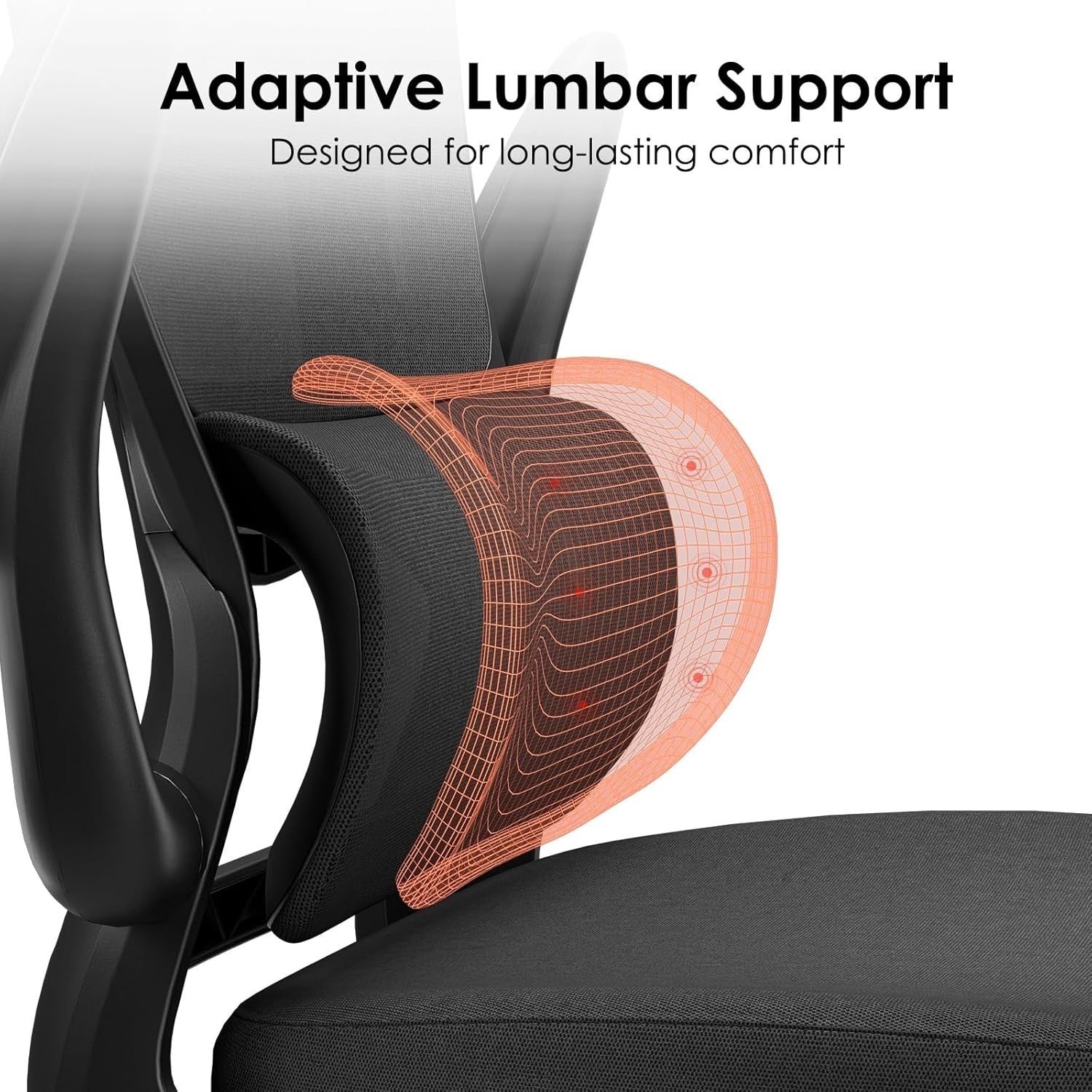 Ergonomic Mesh Office Chair Lumbar Support Flip-Up Arms Adjustable Desk Computer
