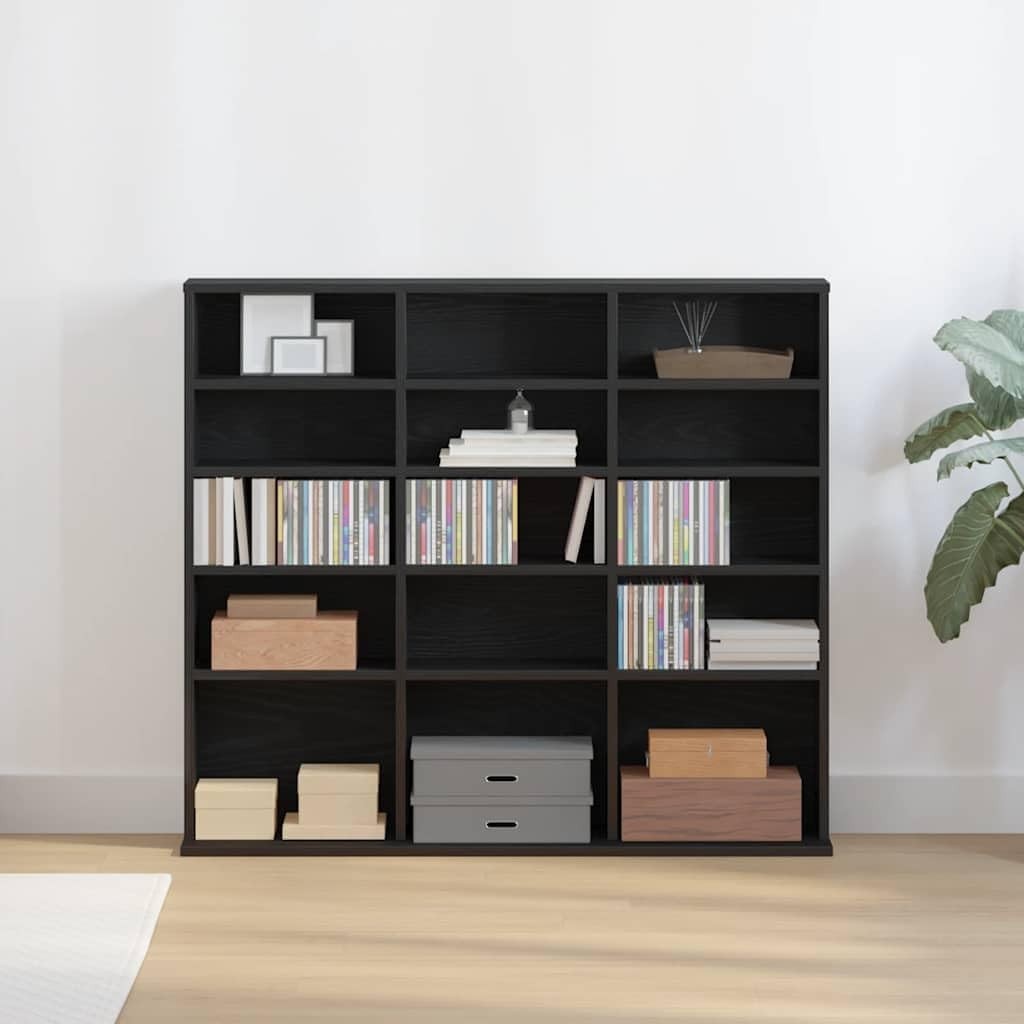 Black Oak CD DVD Storage Cabinet Media Shelf Bookcase Organizer 100cm