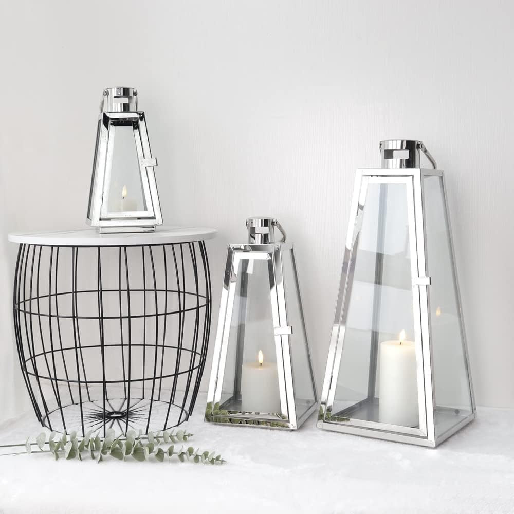 Gold Stainless Steel Decorative Lantern 30cm Metal Candle Holder