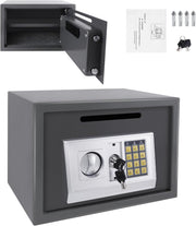 16L Digital Safe Box Coin Slot Cash Deposit Security Safe Grey