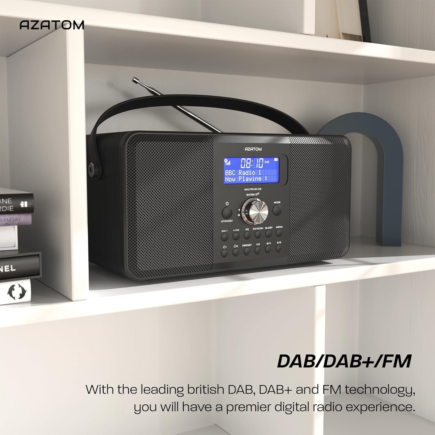 Carbon Black DAB DAB+ FM Bluetooth Radio Rechargeable Portable Dual Alarm