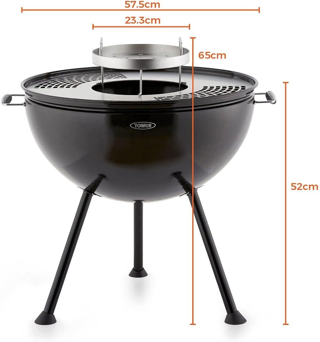 2-in-1 Fire Pit & Charcoal BBQ Grill with Handles – 360° Outdoor Garden Barbecue