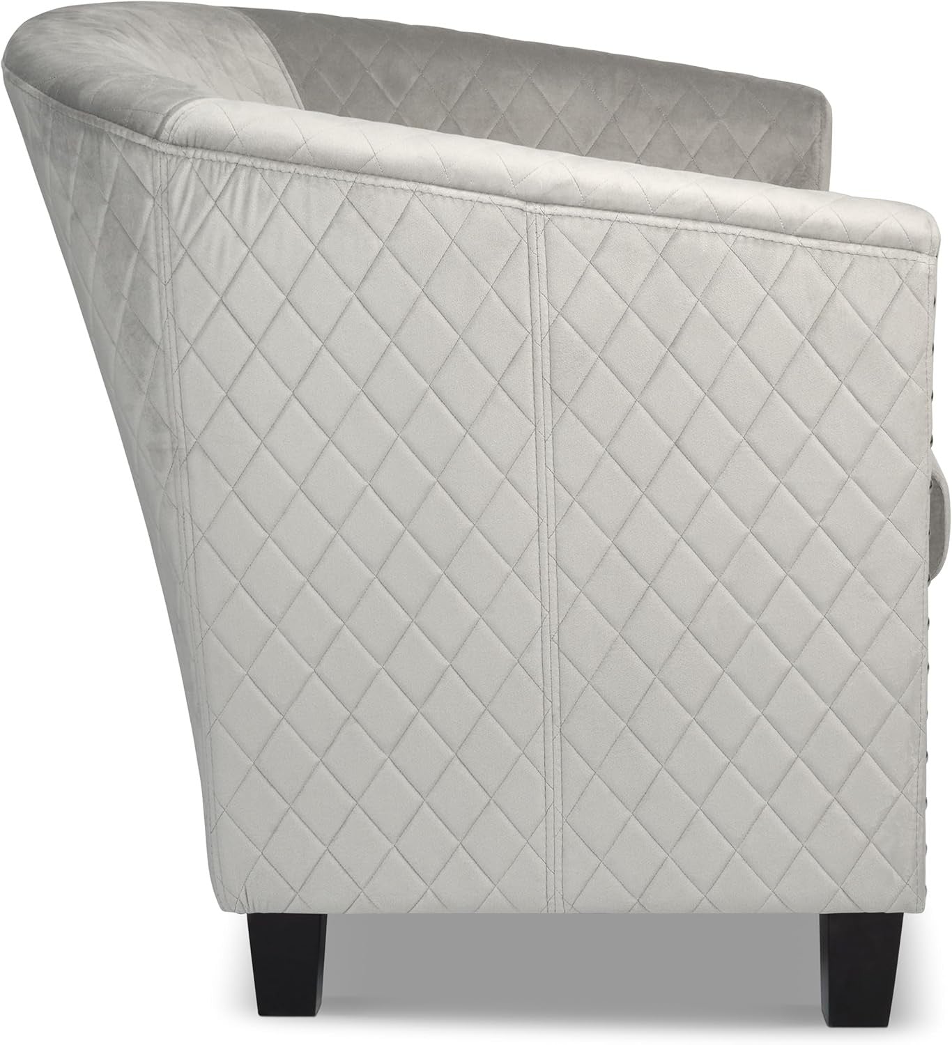 Grey Velvet Tub Chair Studded Accent Armchair Retro Lounge Seat