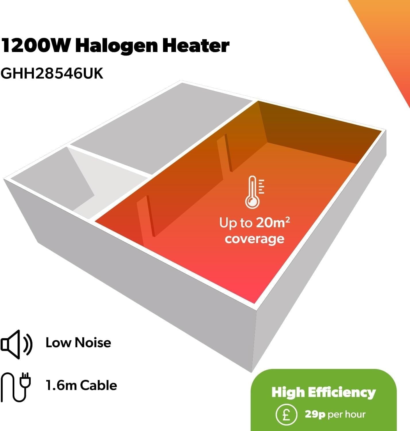 Portable 1200W Halogen Heater with Oscillation & 3 Heat Settings – Instant Home