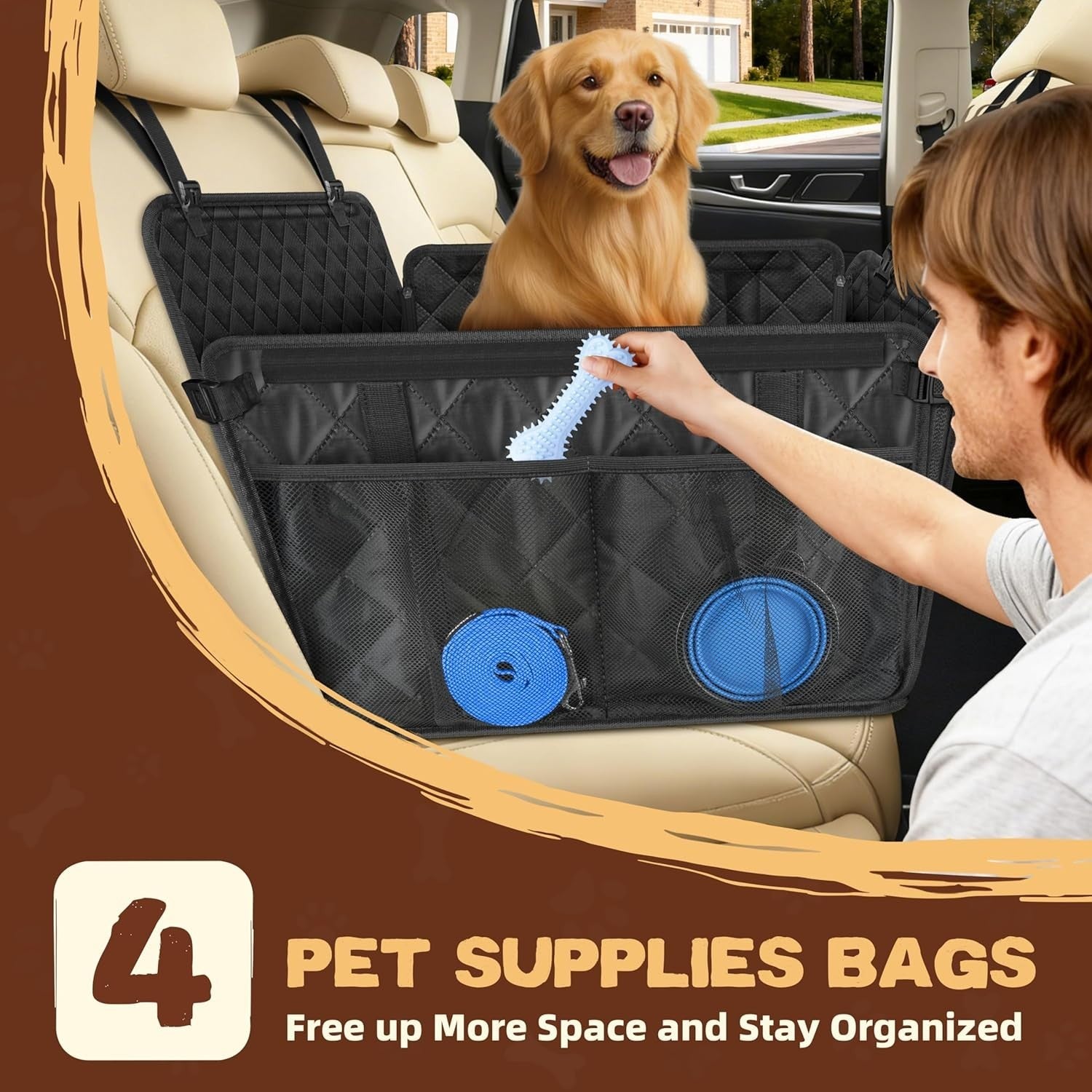 Extra Stable Dog Car Seat Waterproof Booster Bed Safety Belt 57lb
