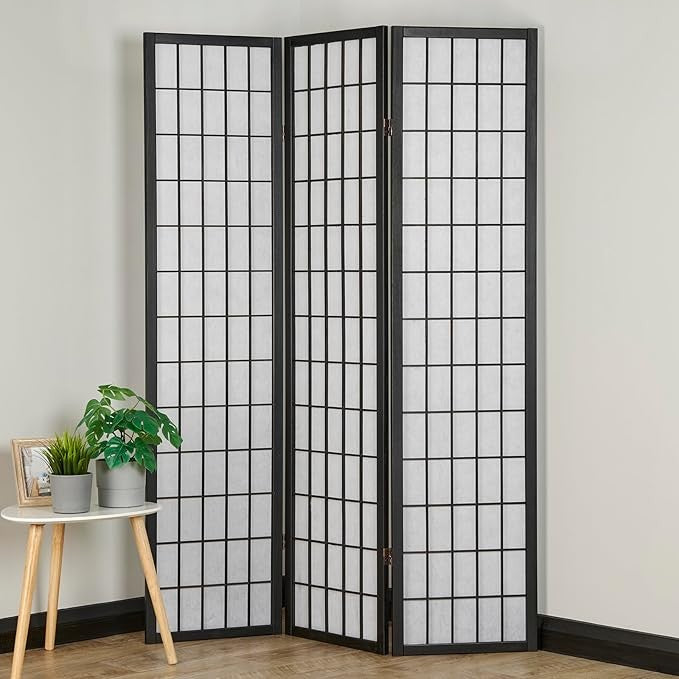 Japanese Style 3 Panel Folding Wooden Room Divider – Shoji Privacy Screen