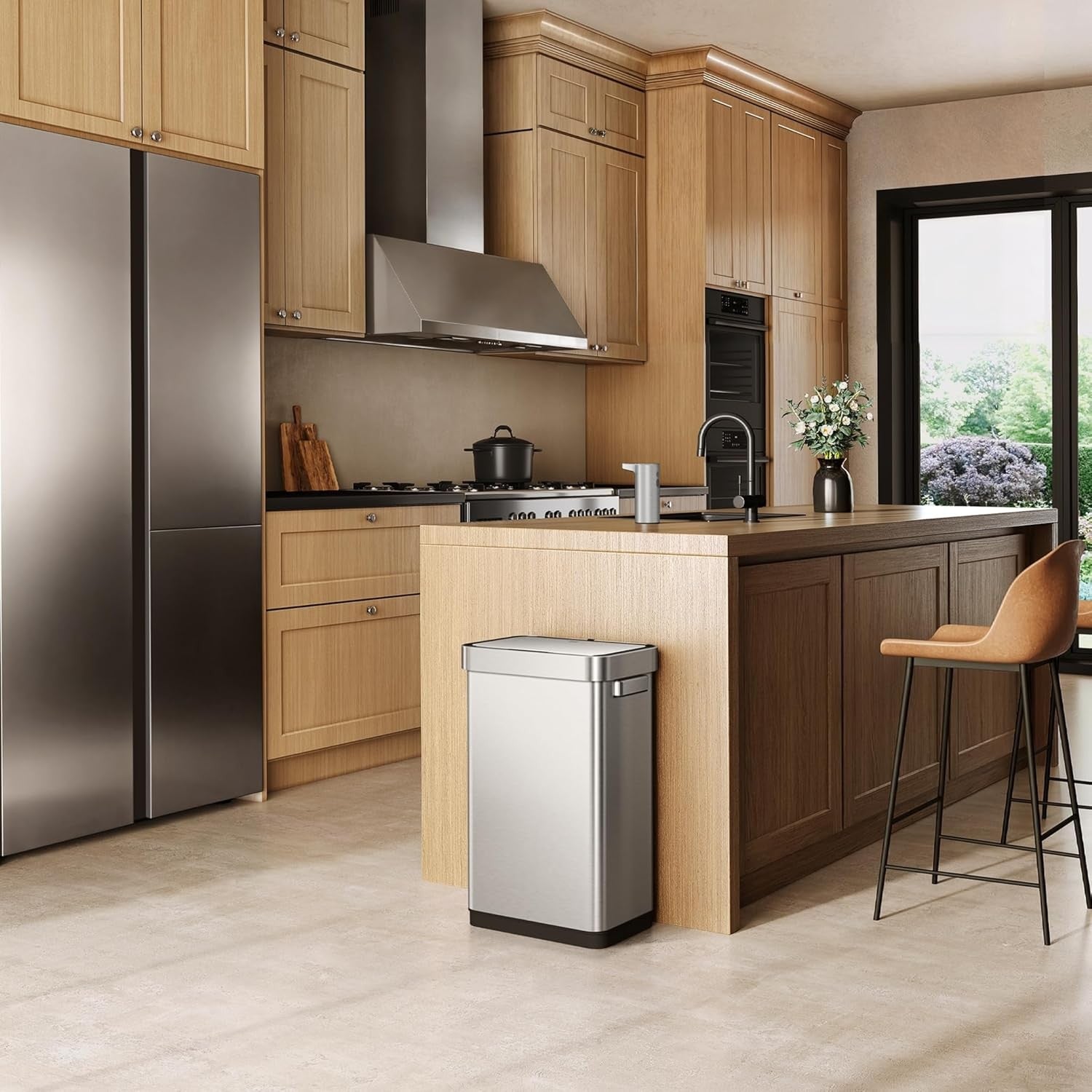 50L Sensor Kitchen Bin Brushed Steel Soft Close